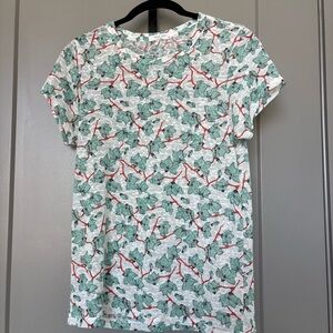 Rag & Bone Green and Red Leaf Print Tee